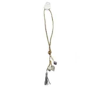 Gold and Silver Tassel Necklace with Beads and Charms